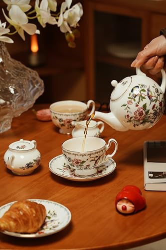 Fine Bone China Tea Party Set For Adult 7 Pieces Porcelain Flower Tea Set