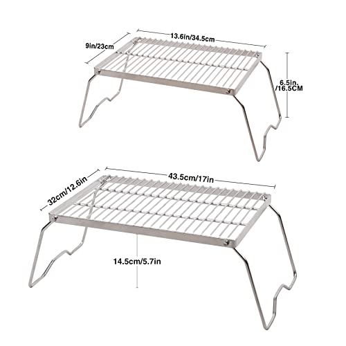 17" Large Folding Campfire Grill 304 Stainless Steel Grate