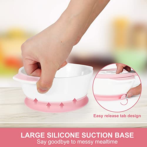 Suction Baby Bowls with Leakproof Tempered Glass Lids for Babies & Toddlers