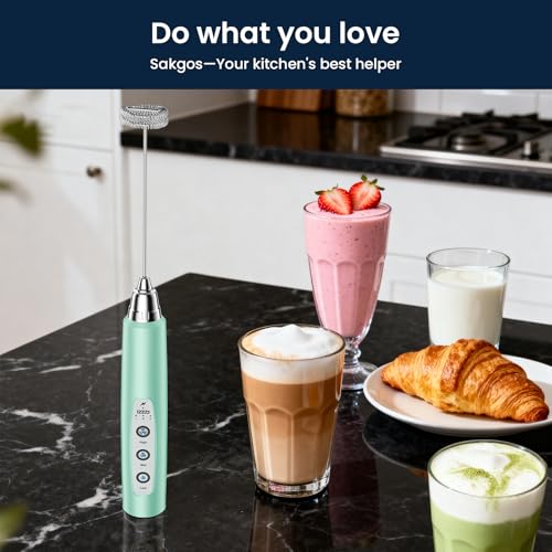 Milk Frother Wand Rechargeable Handheld Electric Whisk 3 Speed Adjustable