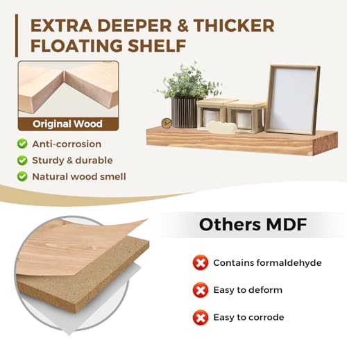 Solid Wood Floating Shelves (2 Count)