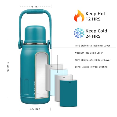 Stainless Steel Insulated Bottle with Handle & Strap