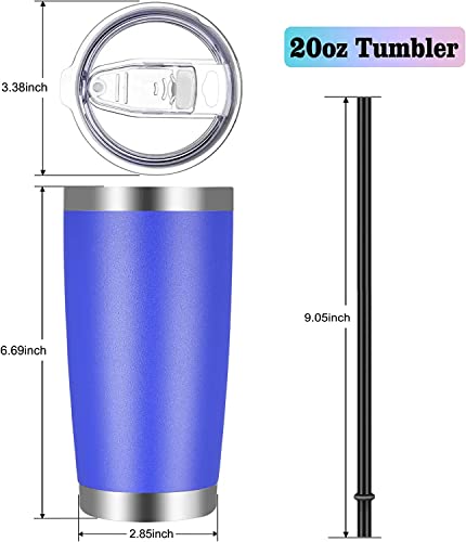 20oz Tumbler with Lid and Straw Stainless Steel Tumbler Cup Bulk Vacuum Insulated Double Wall Travel Coffee Mug Powder Coated Coffee Cup (12 Count)