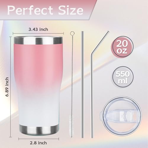 20oz Insulated Tumbler with Lid Straw Travel Coffee Mug