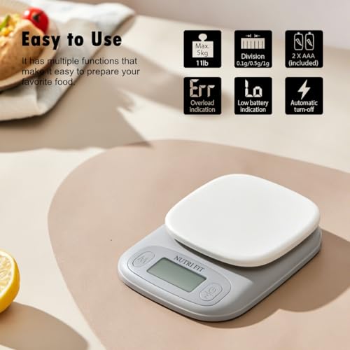 Small Food Scale Digital Kitchen Scales Weight Grams Ounces White