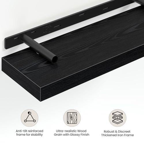 24 Inch Floating Shelves Wall Mounted for Display (2 Count)