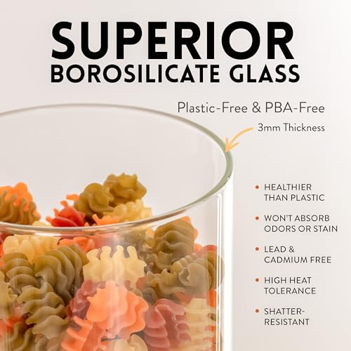 Glass Canisters with Airtight Lids Set of 6 (6 Count)