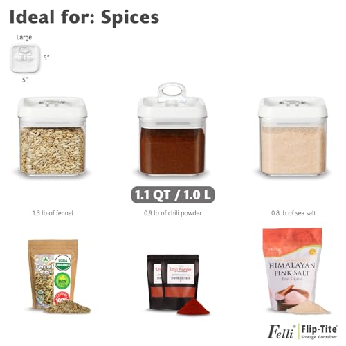 Flip Tite Food Storage Container 5" LARGE Size Airtight Lid Lock Top (3 Count)