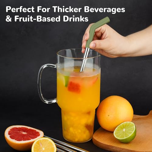 6PCS Stainless Steel Straws with Silicone Tip Fit for Stanley Cup (6 Count)