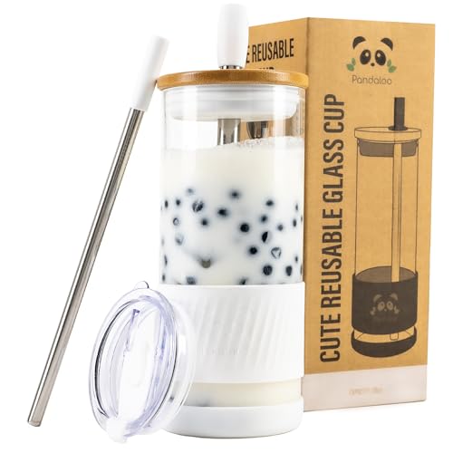 Glass Cups With Lids and Straws