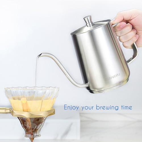 Gooseneck Pour Over Coffee Kettle 30 fl oz Stainless Steel Hand Drip Coffee Pot With Long Narrow Spout