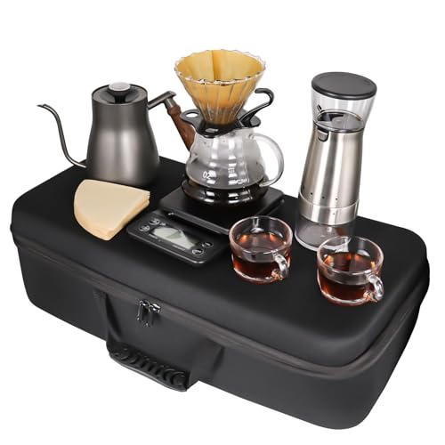 Electric Coffee Maker Set with Electric Grinder Glass Dripper Server Steel Kettle Filter Paper Travel Bag for Outdoor Travel BBQ Picnic