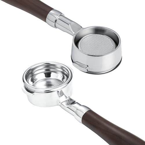 58mm Bottomless Portafilter with Double Shot Filter Basket & Wood Handle for Breville Oracle