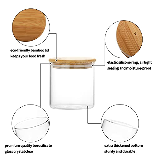Glass Food Storage Containers Jar Seal Bamboo Lids 600ml Airtight Canister Organization Sets Stackable