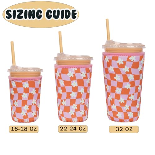 Reusable Insulated Neoprene Iced Coffee Cup Sleeve (3 Count)