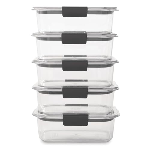 Brilliance Tritan Plastic Food Storage Containers BPA Free Airtight Lids Ideal for Lunch Meal Prep & Leftovers Set of 5 (5 Count)