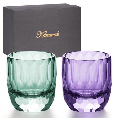 Crystal Whiskey Glasses Set of 2 Hand Blown Old Fashioned Glasses (2 Count)