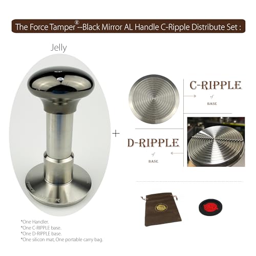 58.50mm C Ripple Dis Set Black Mirror Jellyfish AL Handle Coffee Tamper