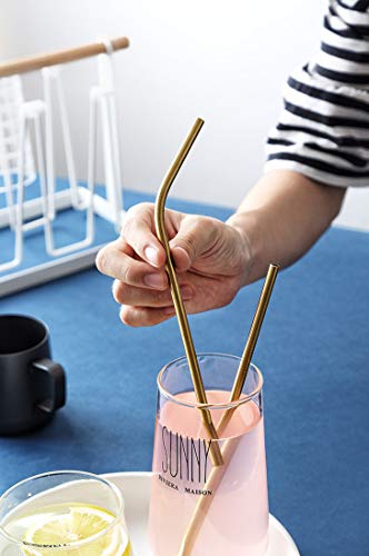 Reusable Metal Straws 50Pack.Ultra Long 10.5”Gold Color Stainless Steel Drinking Straws in Bulk For Wholesale.265x6mm Straight Curved Straws for 20 (50 Count)