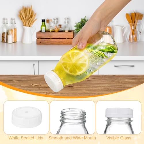 10 Pack 16 oz Glass Milk Bottles with Lids (10 Count)