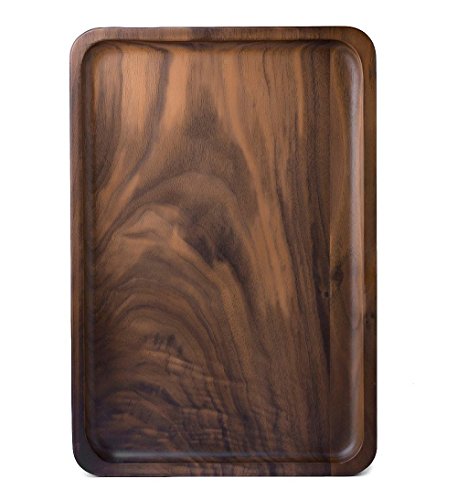 Rustic Walnut Wooden Tray Solid Wood Serving Tray Square Rectangle Platter Tea Tray Coffee Table Tray