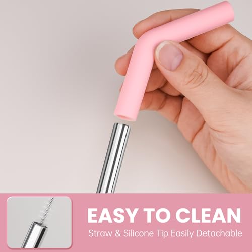 6 Pack Metal Straws with Silicone Tip Fit for Stanley 14 (6 Count)