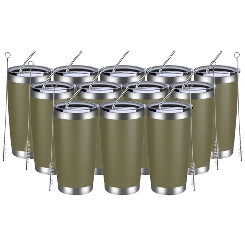20oz Tumbler 12 Pack Double Wall Vacuum Insulated Travel Mug Bulk (12 Count)