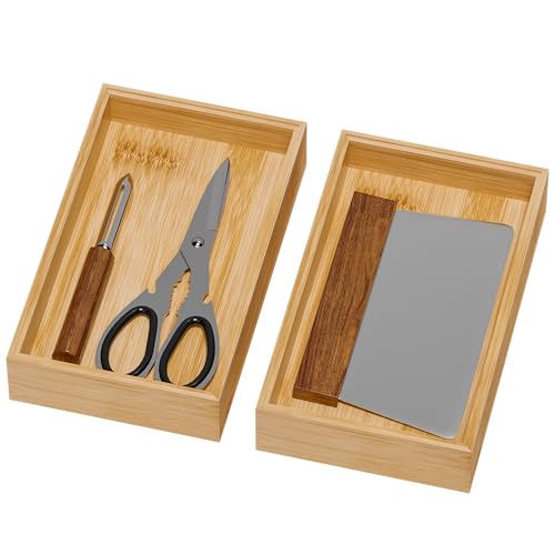 Bamboo Drawer Organizer for Kitchen Utensils (2 Count)