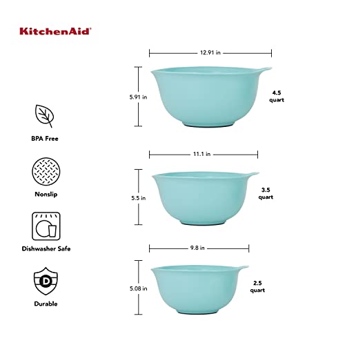 Universal Nesting Plastic Mixing Bowls with Non Slip Base and Pour Spout (3 Count)