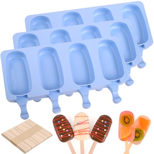 Large Oval 4 Cavities Silicone Popsicle Molds (3 Count)