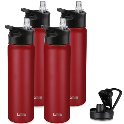 Insulated Water Bottle 22 oz Double Wall Stainless Steel Water Bottle Wide Mouth with Straw Lid & Spout Lid Keeps Cold or Hot
