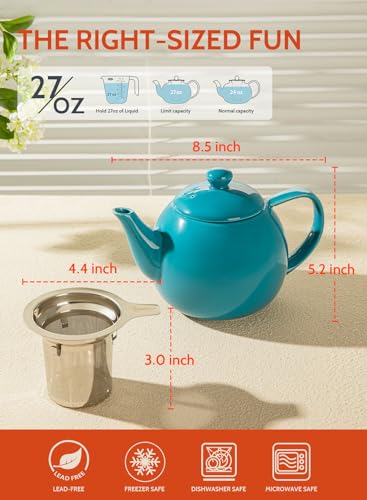 Teapot Porcelain Tea Pot with Stainless Steel Infuser