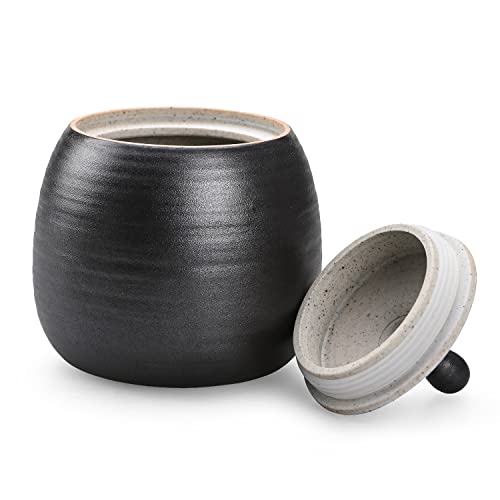 Kitchen Canisters Ceramic Storage Jar with Silicone Airtight Lid Black