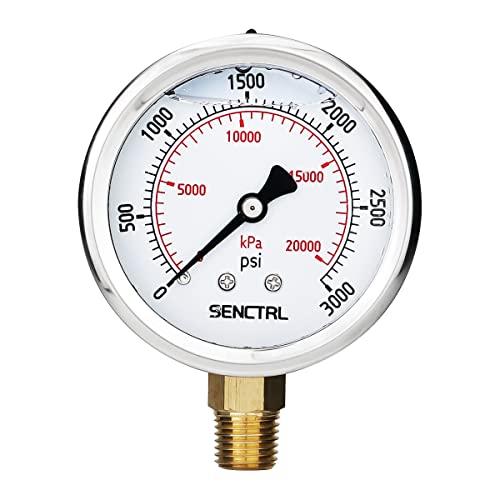 3000 Psi Glycerin Liquid Filled Hydraulic Pressure Gauge