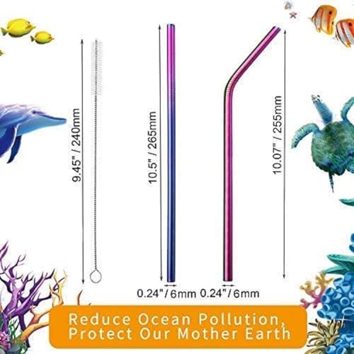 8 Pack Rainbow Metal Straws (8 Count)