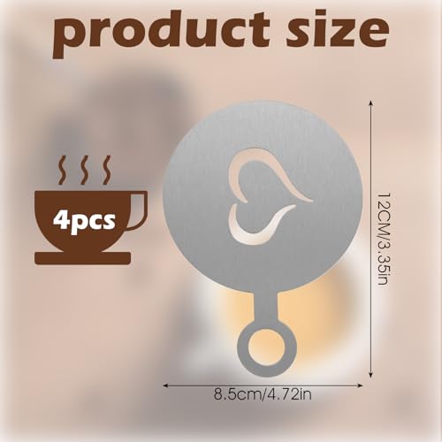 4 Pcs Latte Art Stencils (4 Count)