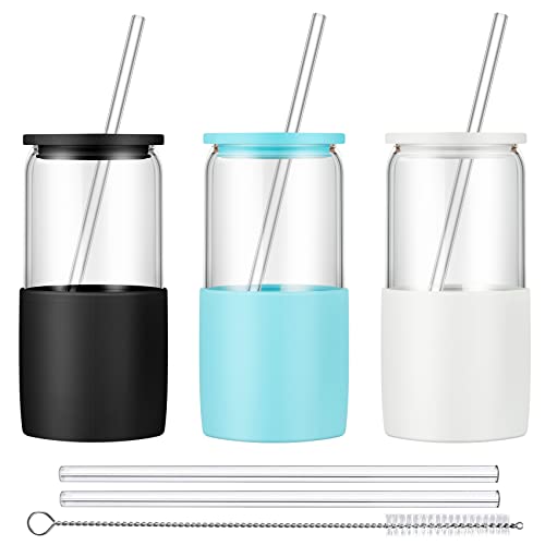 Glass Tumbler with Straw and Lid