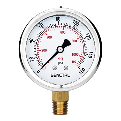 0 160 Psi Liquid Filled Air Pressure Gauge