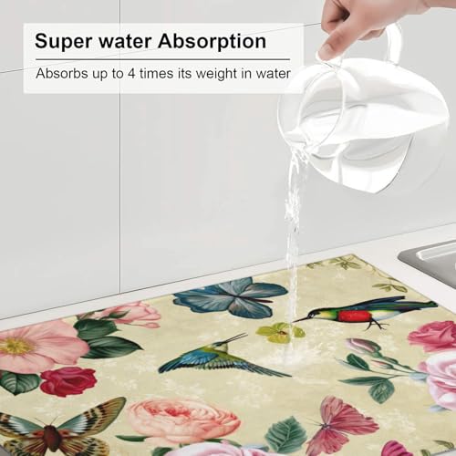 Large Dish Drying Mats For Kitchen Counter Microfiber Kitchen Drying Mat XL Draining Pad Absorbent Quick Drying Dish Mat 18x24 Inch