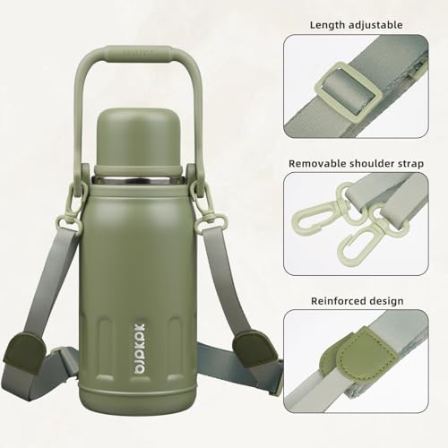 Stainless Steel Insulated Bottle with Handle & Strap