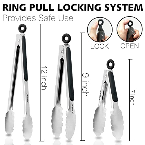 Premium Kitchen Locking Tong Set of 3