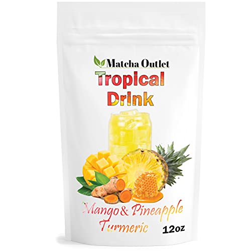 Tropical Drink Mango Pineapple Turmeric Honey Natural Refresher with Marigold Extract 12oz Great for Loaded Tea Bubble Tea (12 Ounce)