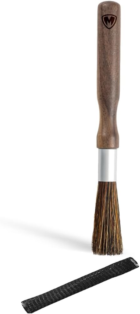 Magnet Professional Coffee Grinder Cleaning Brush Coffee Brush Handling Accessory Tool Walnut Brush Handle Natural Bristle with Magnetic snap for Camping Home Kitchen Barista