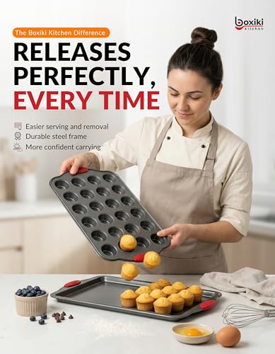 24 Cup Mini Muffin Pan with Silicone Handles (9.6 Ounce)