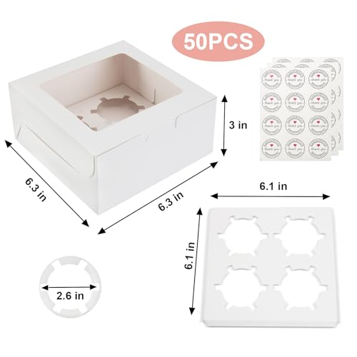 Cupcake Boxes with Window (50 Count)