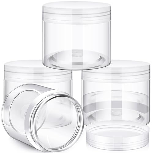 4 Pcs Plastic Jars Wide Mouth with Lids (4 Count)