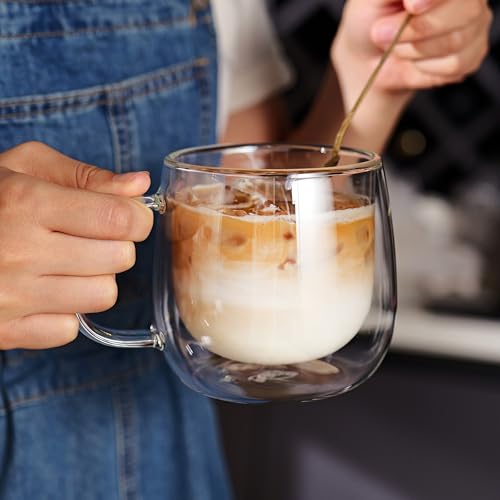 12oz Double Walled Glass Coffee Mugs (2 Count)