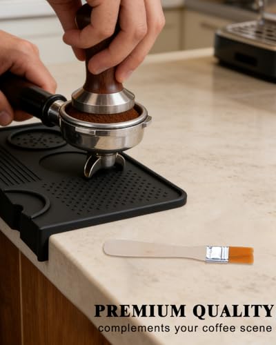 Upgraded Silicone Tamping Mat & Coffee Brush