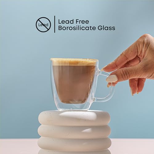 Savor Double Wall Insulated Glasses Espresso Mugs (2 Count)