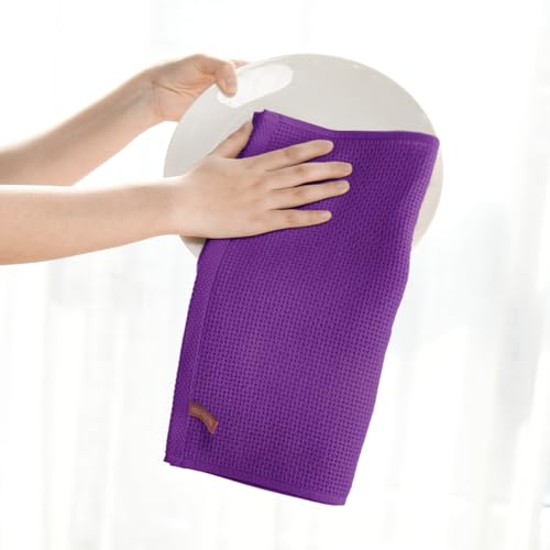 100% Cotton Purple Waffle Weave Kitchen Dish Cloths (4 Count)